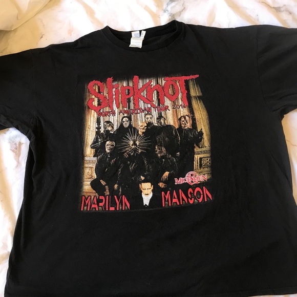 00's Gildan MARILYN MANSON WORLD TOUR 2007 Tour Band T-shirt Band Tee Men's S size cotton black type Vintage Second Hand